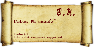 Bakos Manassé névjegykártya